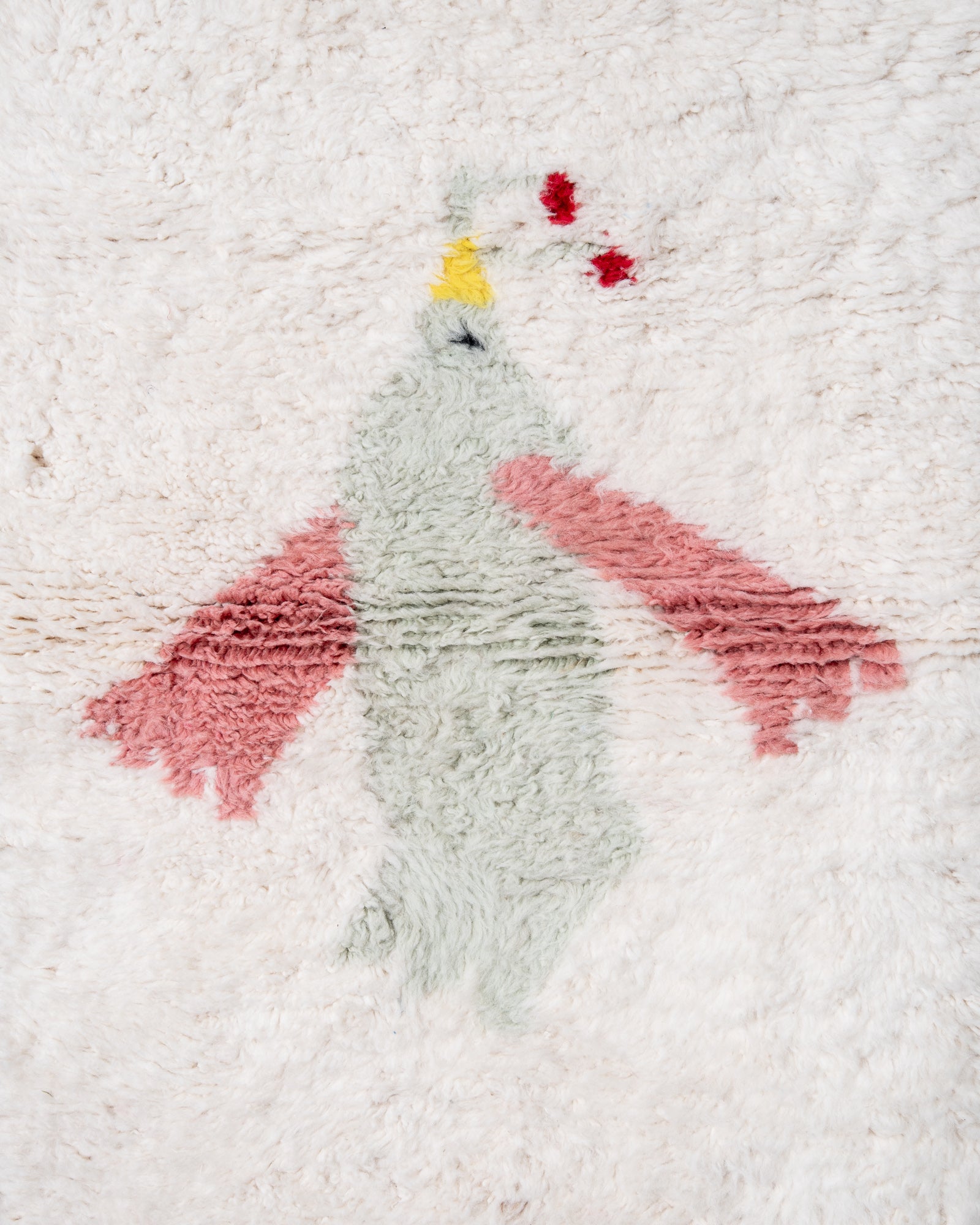 Modern, designer, handcrafted Berber rug from Morocco. Beniourain carpet with beautiful colours and patterns and fluffy wool texture.